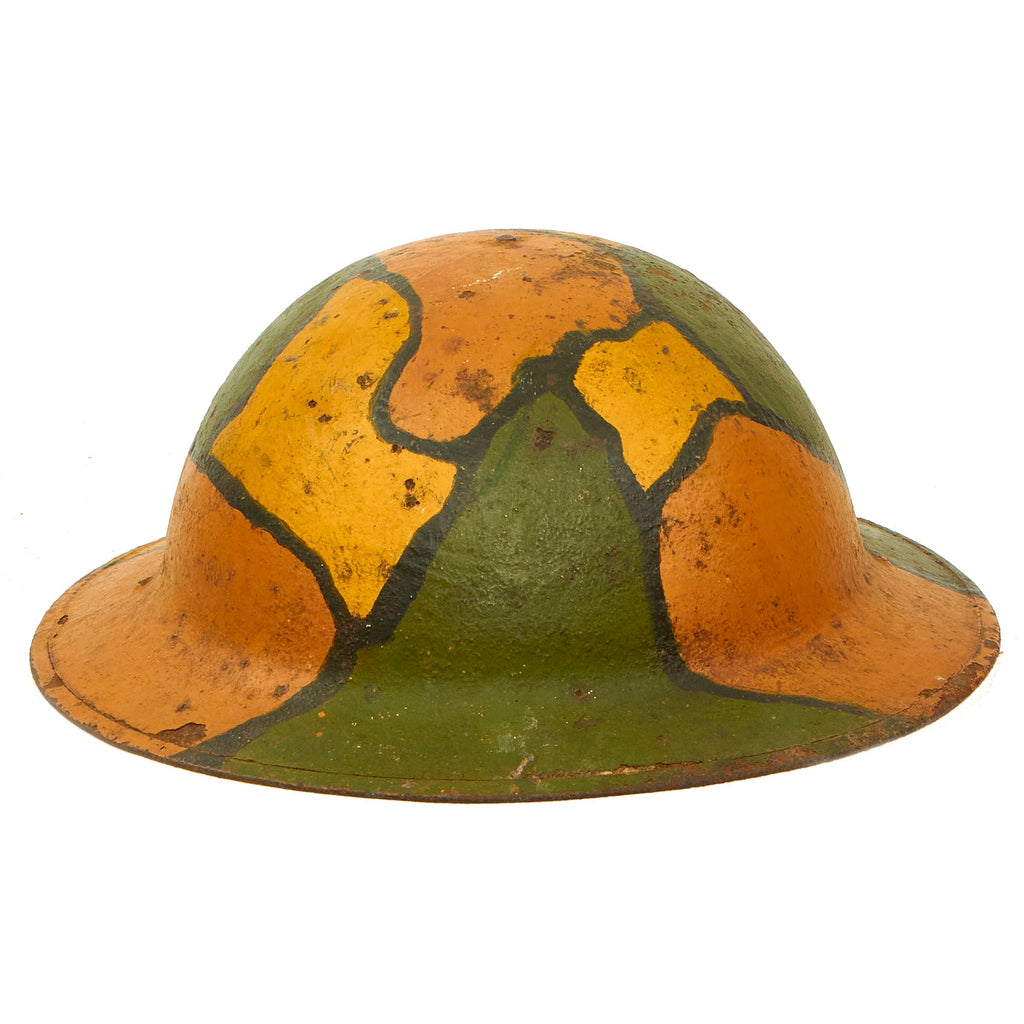 Original U.S. WWI M1917 Doughboy Helmet Shell With Camouflage Panel Paint - Attributed to Edward Canterack I Original Items