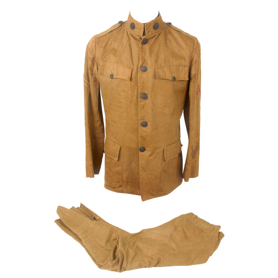 Original U.S. WWI 81st “Wildcat” Division Field Artillery Summer Weight Uniform Jacket & Trousers with Cross-Stitched Insignia Original Items