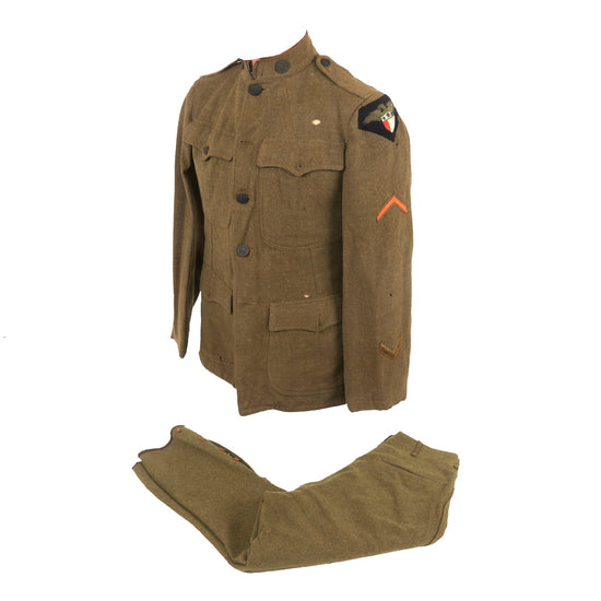 Original U.S. WWI Named Central Records Uniform Jacket & Breeches with Extremely Rare Bullion Patch - James Garland Clements Original Items