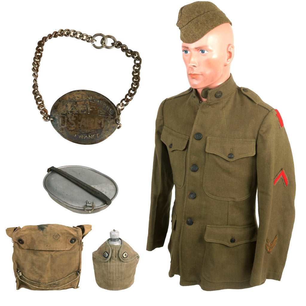 Original Identified WWI US 28th Division Pennsylvania National Guard Uniform & Field Gear Grouping Original Items