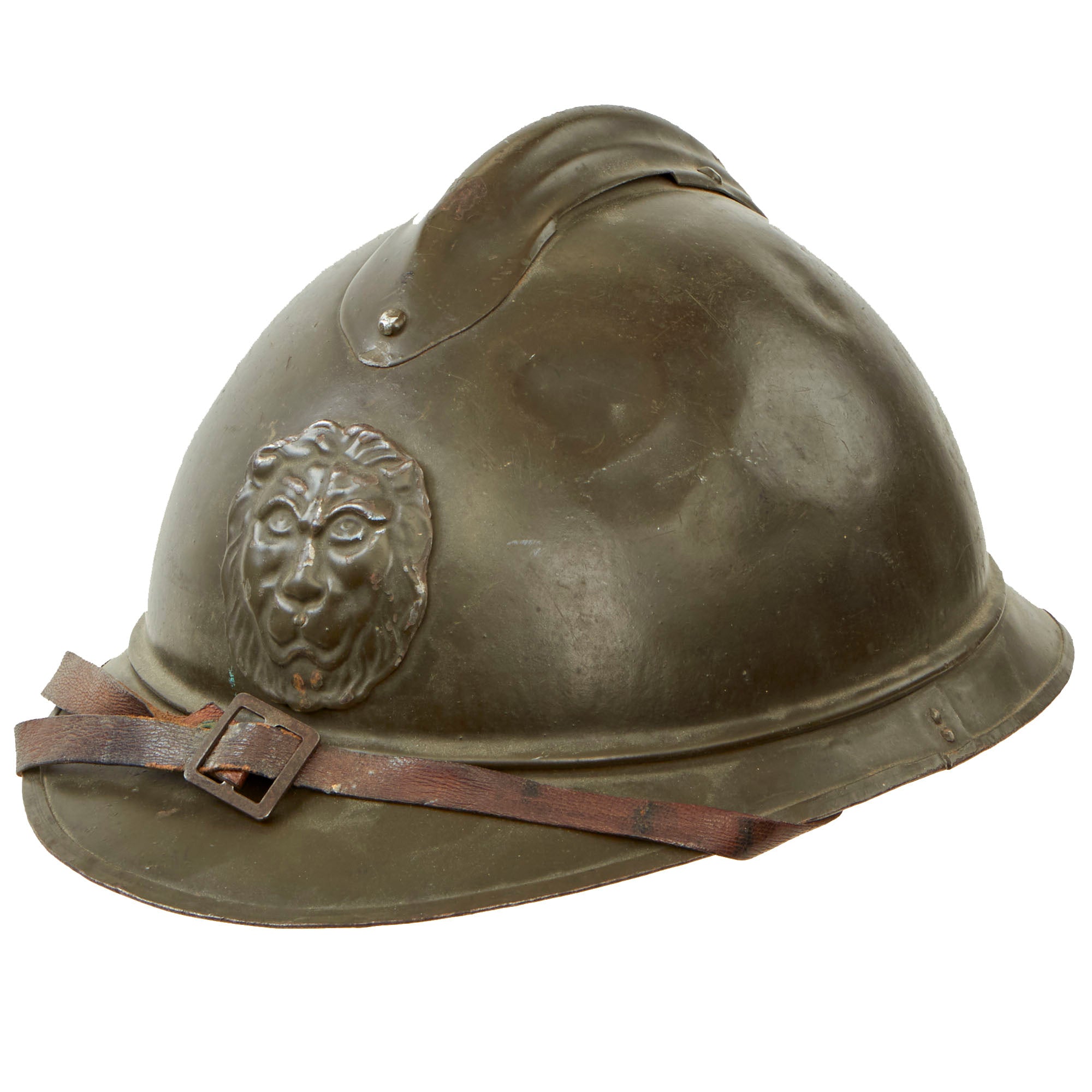 Original Belgian WWI Issue French Model 1915 Adrian Helmet with Lion H – International Military Antiques