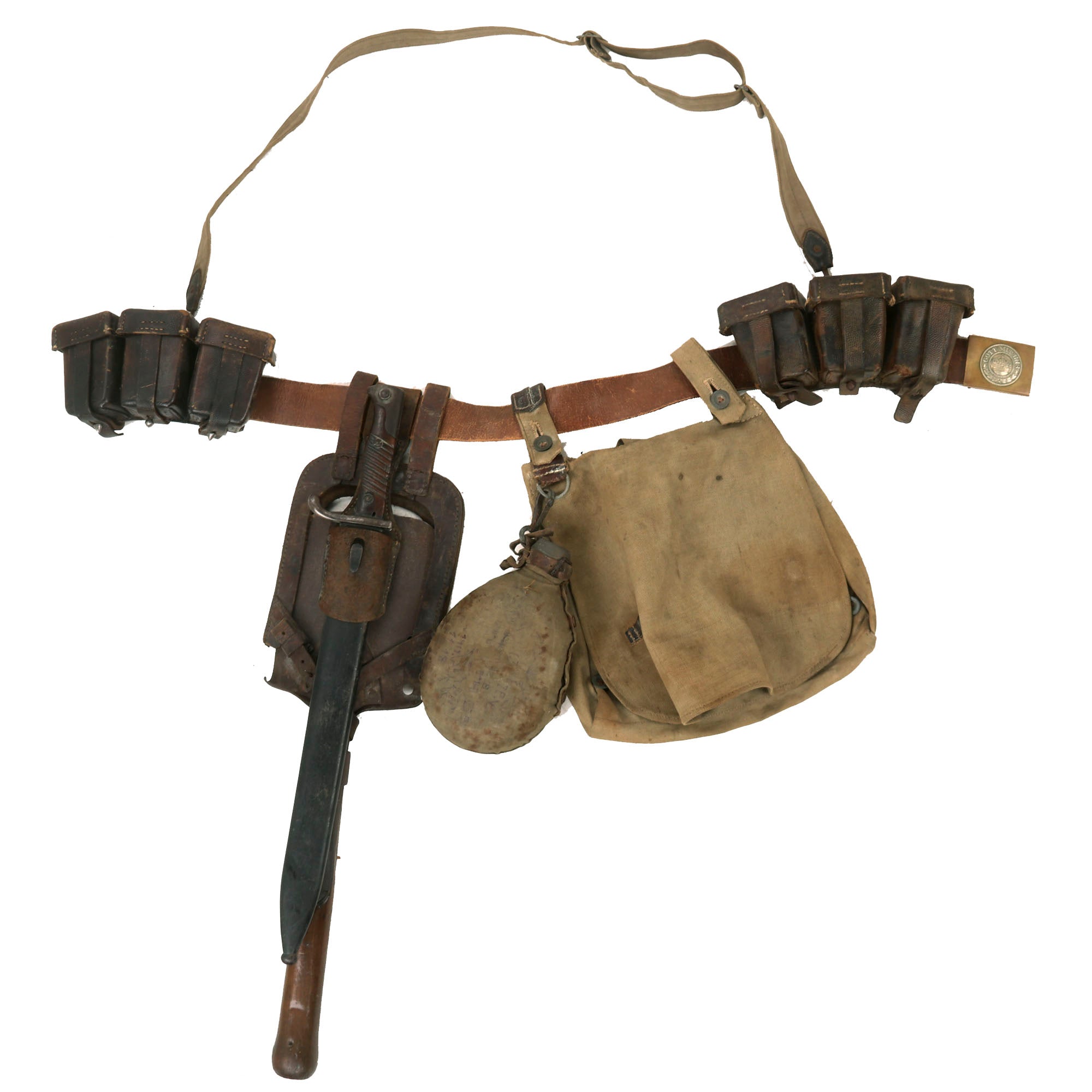 Original Imperial German WWI M1915 Leather Belt Infantryman Combat Bel – International Military Antiques