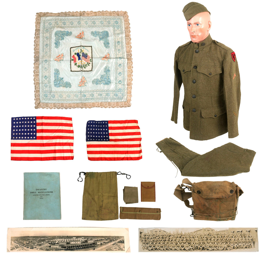 Original WWI US Identified 86th Division Uniform, Gas Mask, & Ephemera Grouping Original Items