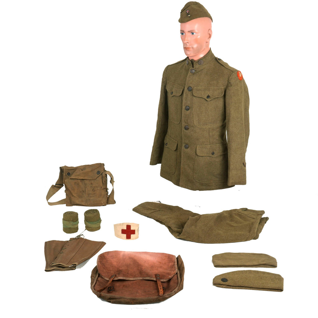 Original Identified WWI US Army Ambulance Service Uniform & Field Gear Grouping Original Items