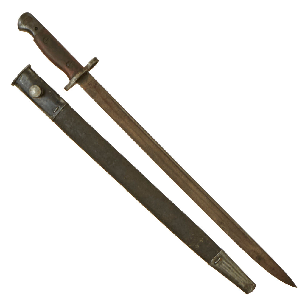 Original British WWI P-1907 Enfield Bayonet with Scabbard - Service Worn Original Items