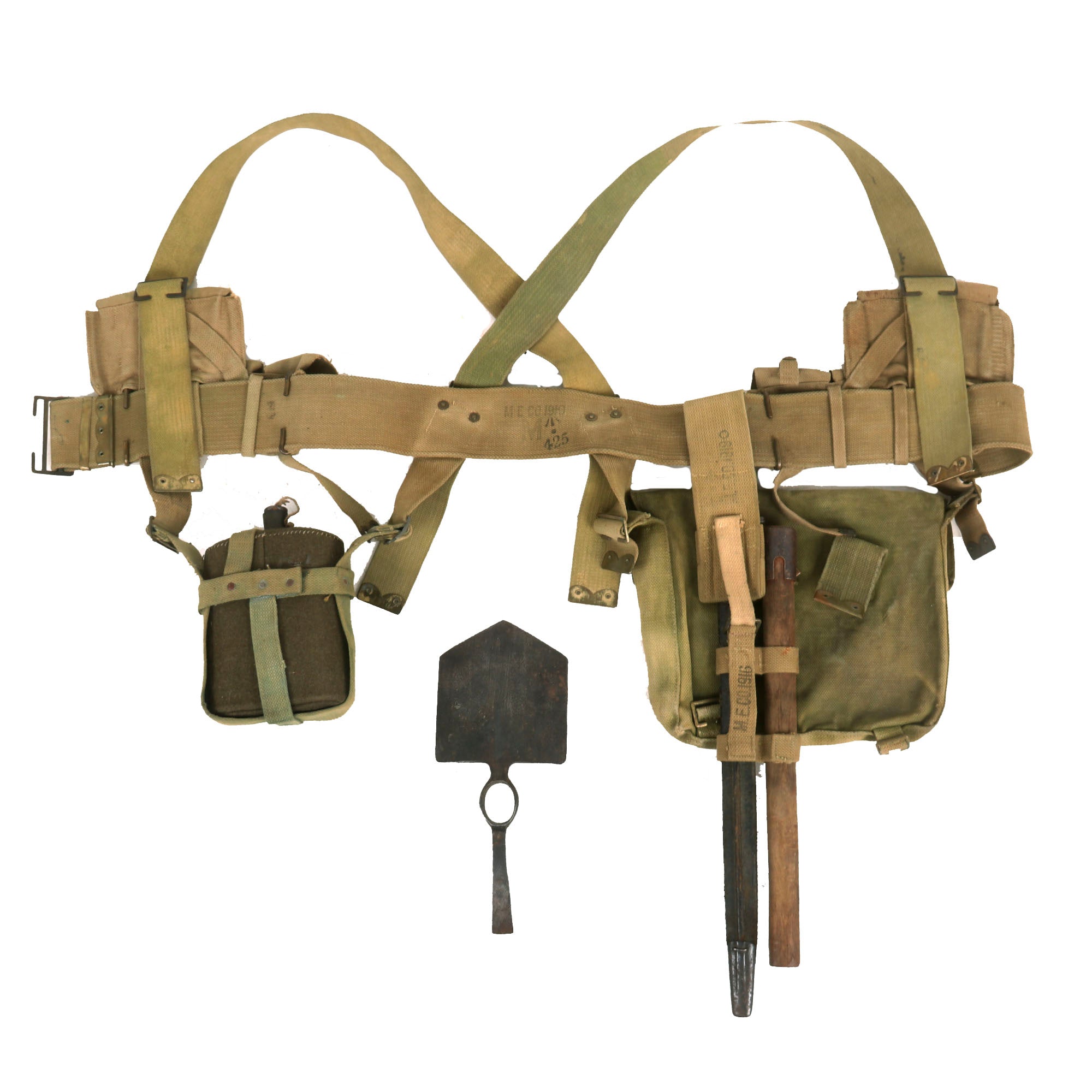 British WWI Pattern 1908 Complete Webbing Equipment Set – International Military Antiques