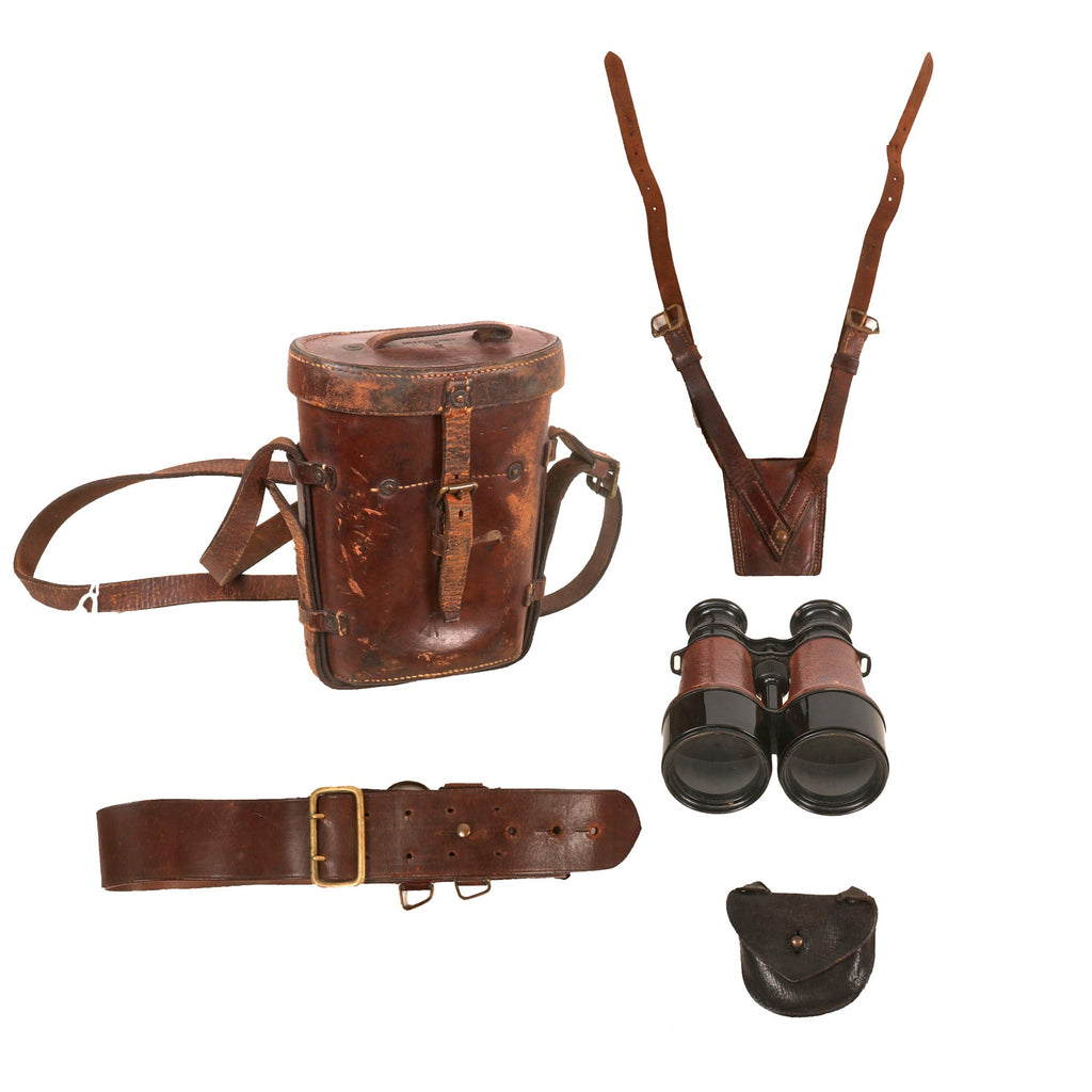 Original British & Australian WWI Era Field Gear Equipment Lot - Sam Browne Belt, Binoculars, Webley Ammunition Pouch, & Sword Frog New Made Items