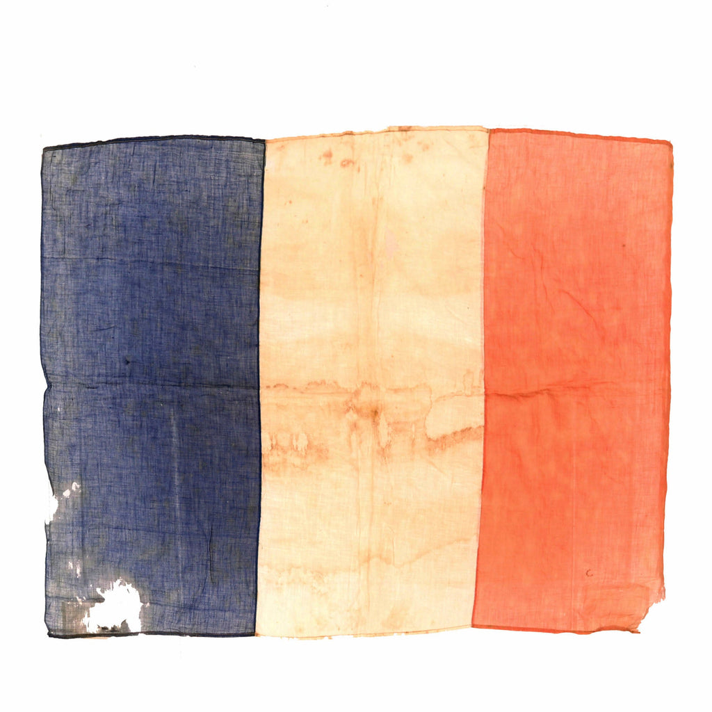 Original WWI French Small Tricolor National Flag - 27" x 40" Original Items