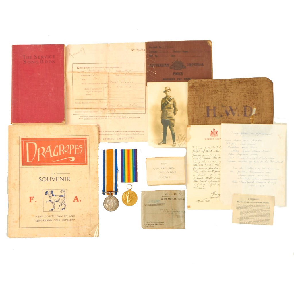 Original WWI Australian Medal and Ephemera Group - Horace William Vincent Daly - ANZAC Original Items