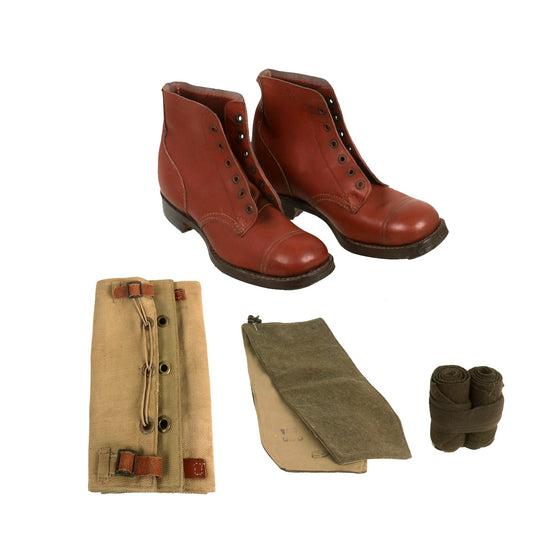 Original Australia WWII Australian Pattern 10085 Boots with Gaiters and Puttees Original Items