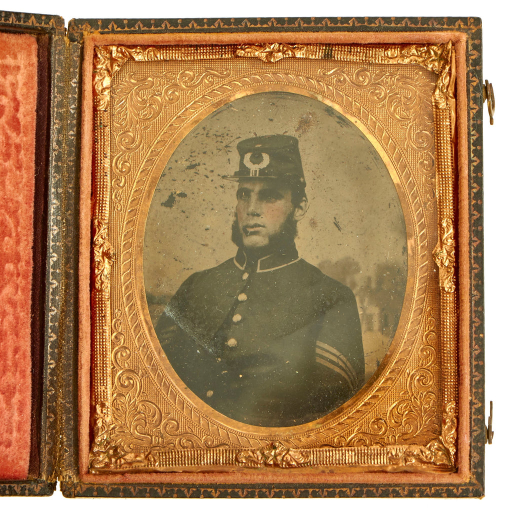Original U.S. Pre/Early Civil War Sixth Plate Ambrotype of Federal Soldier in Frock Coat and Kepi With Insignia Visible Original Items