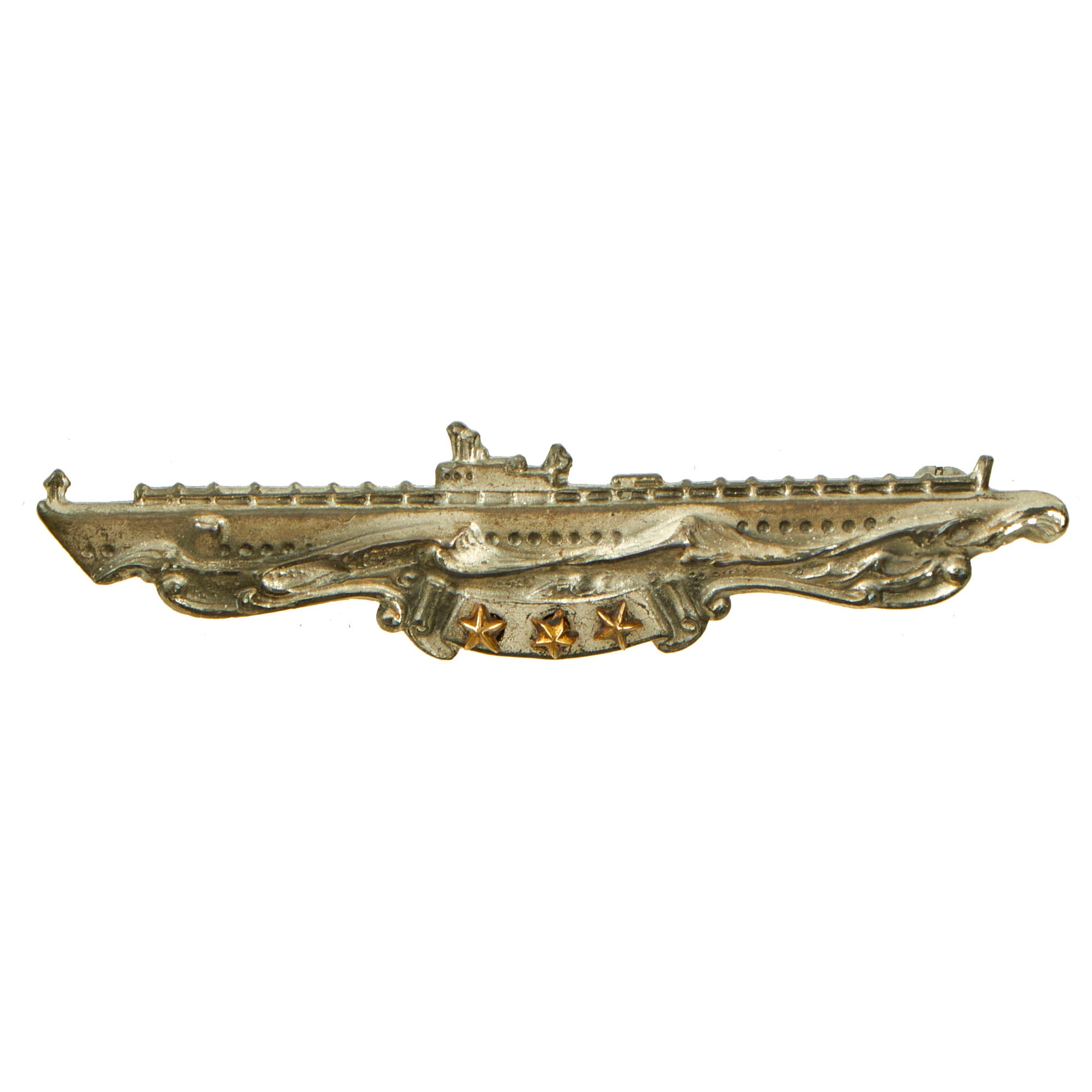WW2 US Navy Submarine Combat Patrol Badge w 3 stars Sterling WW2 US Navy Submarine Combat Patrol Badge w 3 stars Sterling
