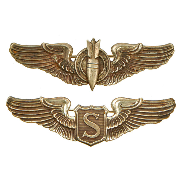 Original U.S. WWII Sterling Wings Lot Featuring Service Pilot Wings an ...