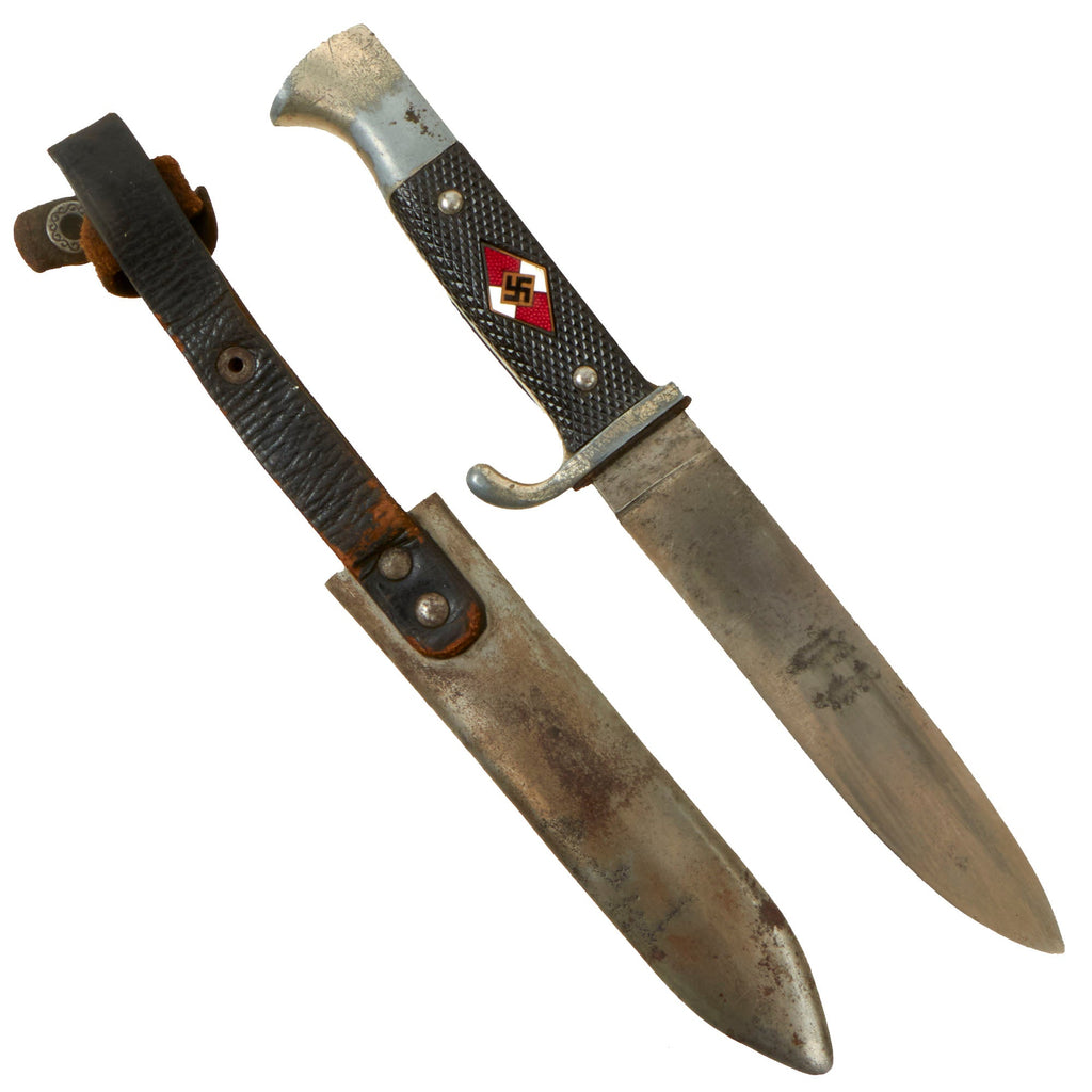 Original German WWII Late Pattern HJ Knife by Artur Schüttelhofer with Scabbard - RZM M7/13 Original Items