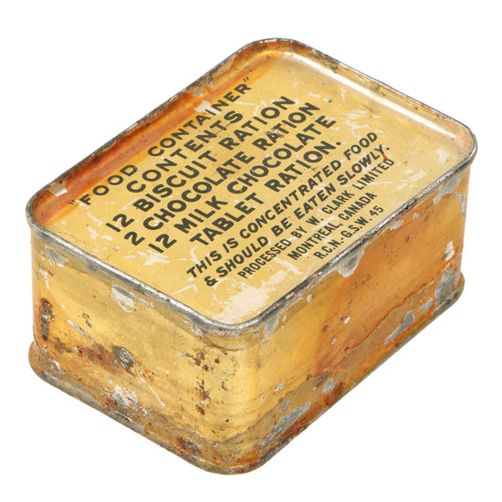 Original Canadian WWII 1945 Dated “Food Container” Sealed Emergency Ration by W. Clark Limited Original Items