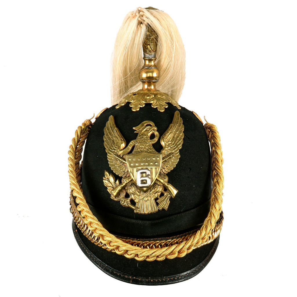 Original U.S. Indian Wars 6th Infantry Regiment M-1881 Blue Cloth Spiked Pith Helmet With White Plume by Horstmann - Dated 1902 Original Items