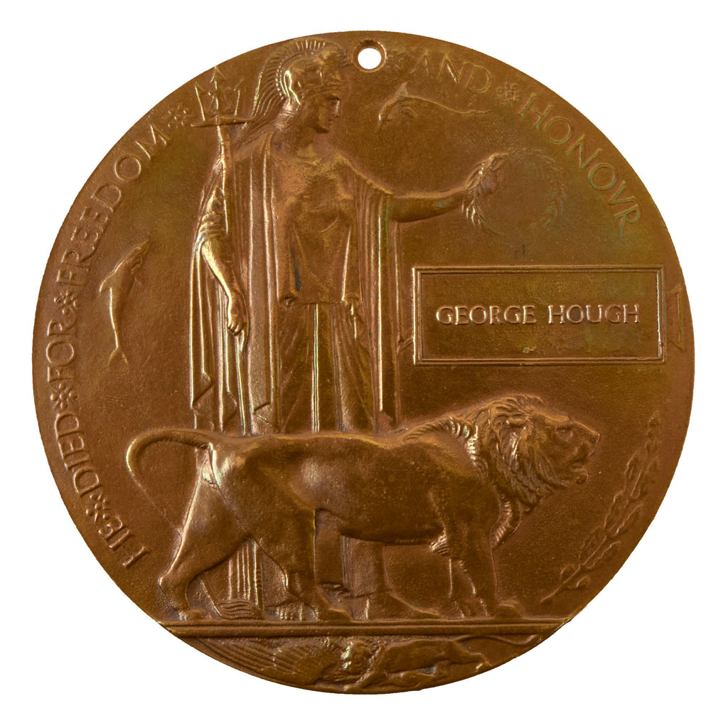 Original British WWI KIA Death Penny Soldier Memorial - George Hough Original Items