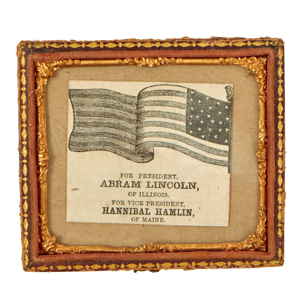 Original U.S. Civil War Era Abraham Lincoln & Hannibal Hamlin 1860 Presidential Campaign Piece in Daguerreotype Case Original Items