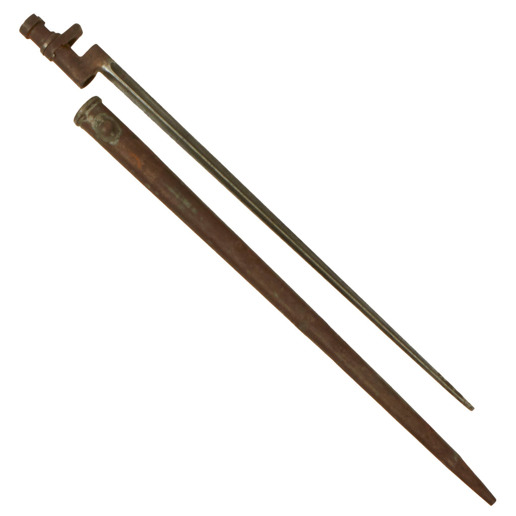 Original German-Captured WWI Russian 1891 Mosin-Nagant “Locking” Socket Bayonet Reissued in German Ersatz Scabbard Original Items
