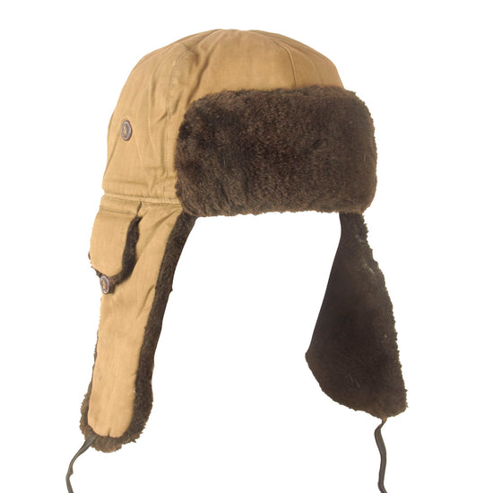 Original U.S. Korean War Chinese People’s Army Winter Ushanka with Stamped Number & Size - USGI Bringback Original Items
