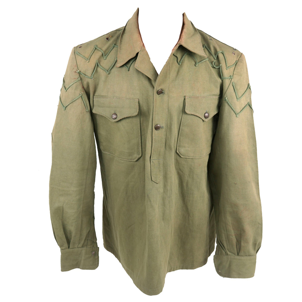 Original North Korean People’s Army Korean War KPA Pullover Tunic with Foliage Loops Original Items