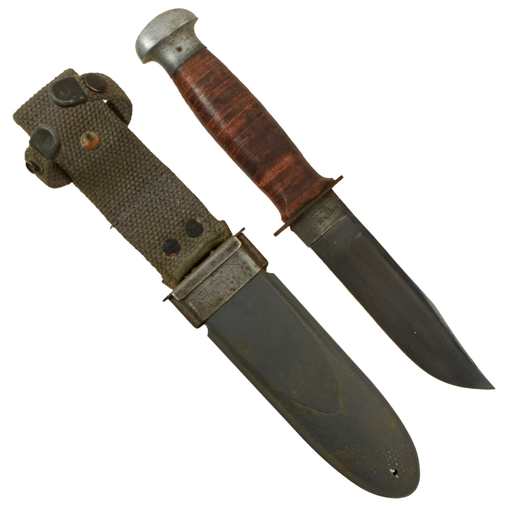 Original U.S. WWII Navy USN Mark 1 Robeson ShurEdge No. 20 Fighting Knife with Mk1 Scabbard Original Items