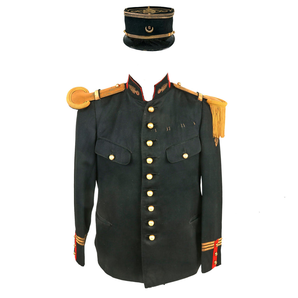 Original French WWI Colonial Field Artillery Officer’s Capitaine Dark Blue Uniform with Correct Shoulder Boards & Matching Kepi Original Items
