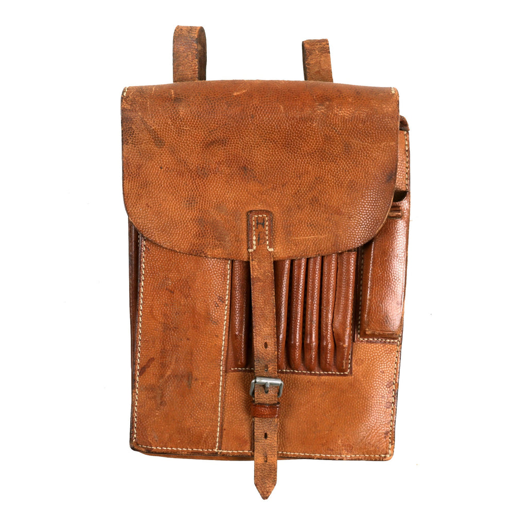 Original German WWII U.S.G.I. Captured Officer M35 Brown Leather Dispatch Map Case Original Items