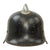 Original German WWII M34 Square Dip Double Decal Fire Protection Police Helmet with Comb and Rare Leather Neck Shield - Feuerwehr Original Items