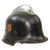Original German WWII M34 Square Dip Double Decal Fire Protection Police Helmet with Comb and Rare Leather Neck Shield - Feuerwehr Original Items