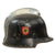Original German WWII M34 Square Dip Double Decal Fire Protection Police Helmet with Comb and Rare Leather Neck Shield - Feuerwehr Original Items