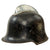 Original German WWII M34 Square Dip Double Decal Fire Protection Police Helmet with Comb and Rare Leather Neck Shield - Feuerwehr Original Items