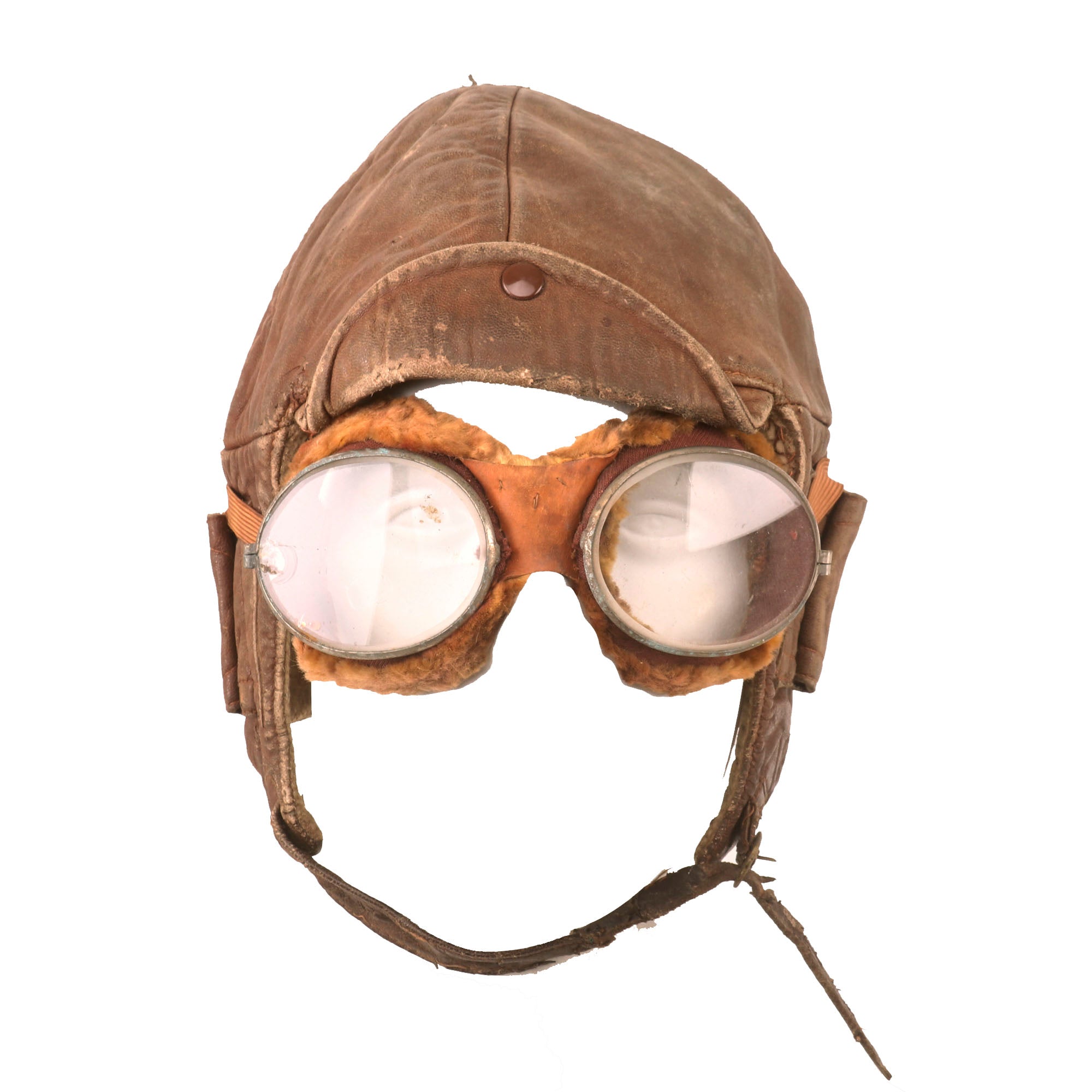 Original British WWI Royal Flying Corps Leather Flying Helmet with Gog – International Military Antiques