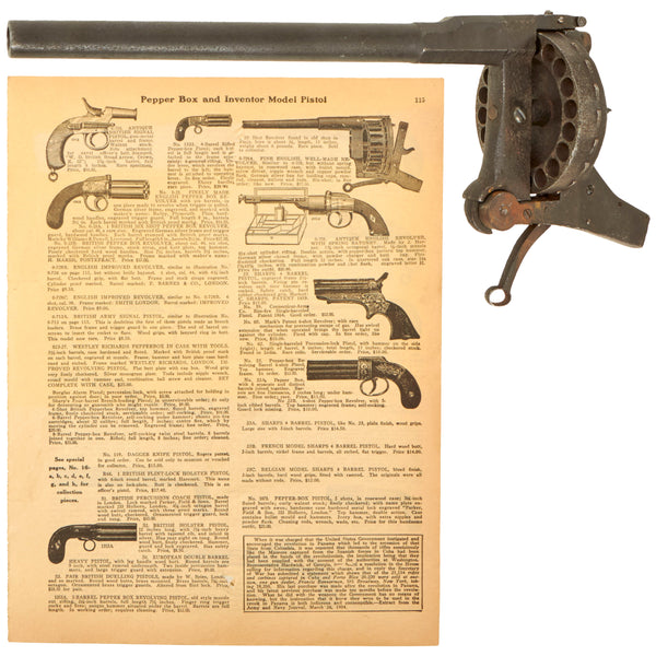 Original French 19th Century Unique Massive 20-Shot Trap Revolver with ...