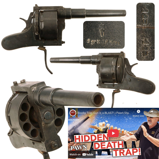 Original Victorian Era German Massive .54 Caliber Centerfire Double Action Booby Trap Shot Revolver - As Seen on Pawn Stars Original Items