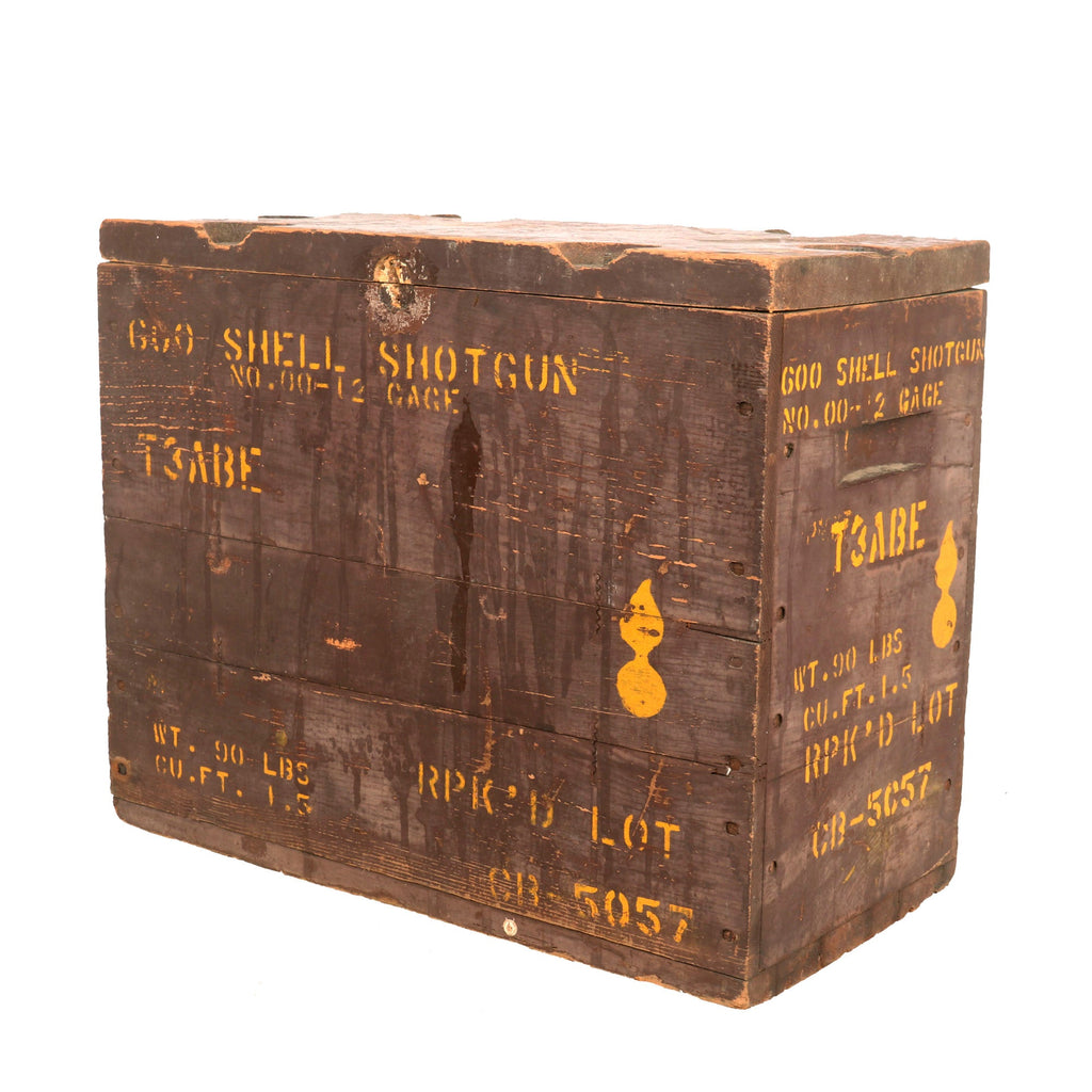 Original U.S. WWII No.00 12 Gauge Double Ought Buck 600 Shell M1917 Wooden Ammunition Crate Original Items