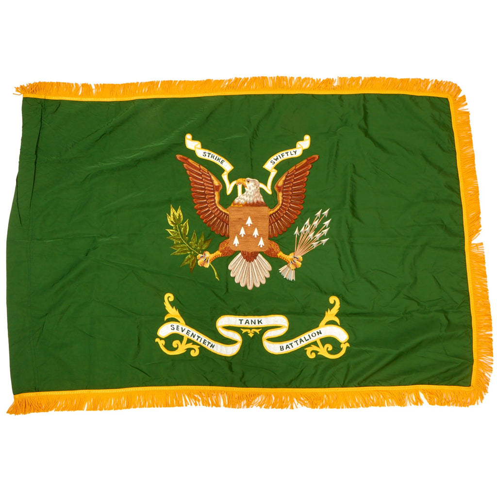 Original U.S. Early Vietnam War Era Rare 70th Armor Battalion Chain-Stitched Embroidered Colors (Flag) - 52” x 35” Original Items
