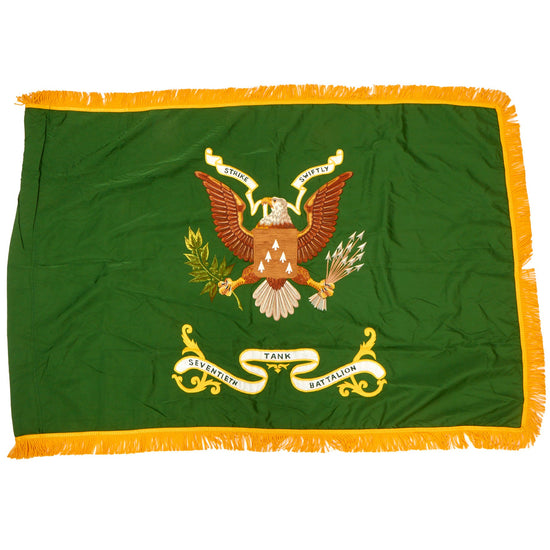 Original U.S. Early Vietnam War Era Rare 70th Armor Battalion Chain-Stitched Embroidered Colors (Flag) - 52” x 35” Original Items