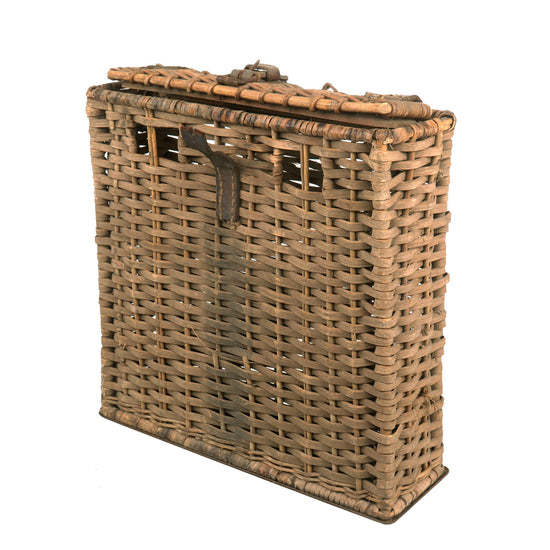 DRAFT Original Imperial German WWI Era Wicker and Wood Carrier For 77mm Artillery Rounds With Closure Lid - For 7.7 cm Feldkanone 16 Artillery Rounds (Copy) Original Items