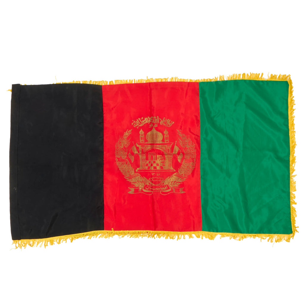 Original U.S. Global War on Terror Operation Enduring Freedom Era Afghan National Army, (ANA) / Afghan National Police (ANP) Small Vehicle Flag of Afghanistan - 39”x29” Original Items