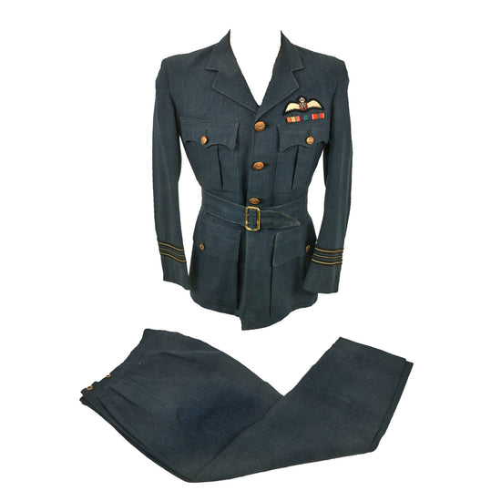 Original British WWII Royal Air Force Named Squadron Leader Pilot’s Uniform Jacket & Breeches - RAF Pilot’s Wings and Ribbon Bar Original Items