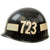 Original U.S. Vietnam War Era 723rd Military Police Company, 165th Military Police Battalion Painted P64 M1 Helmet Liner Original Items