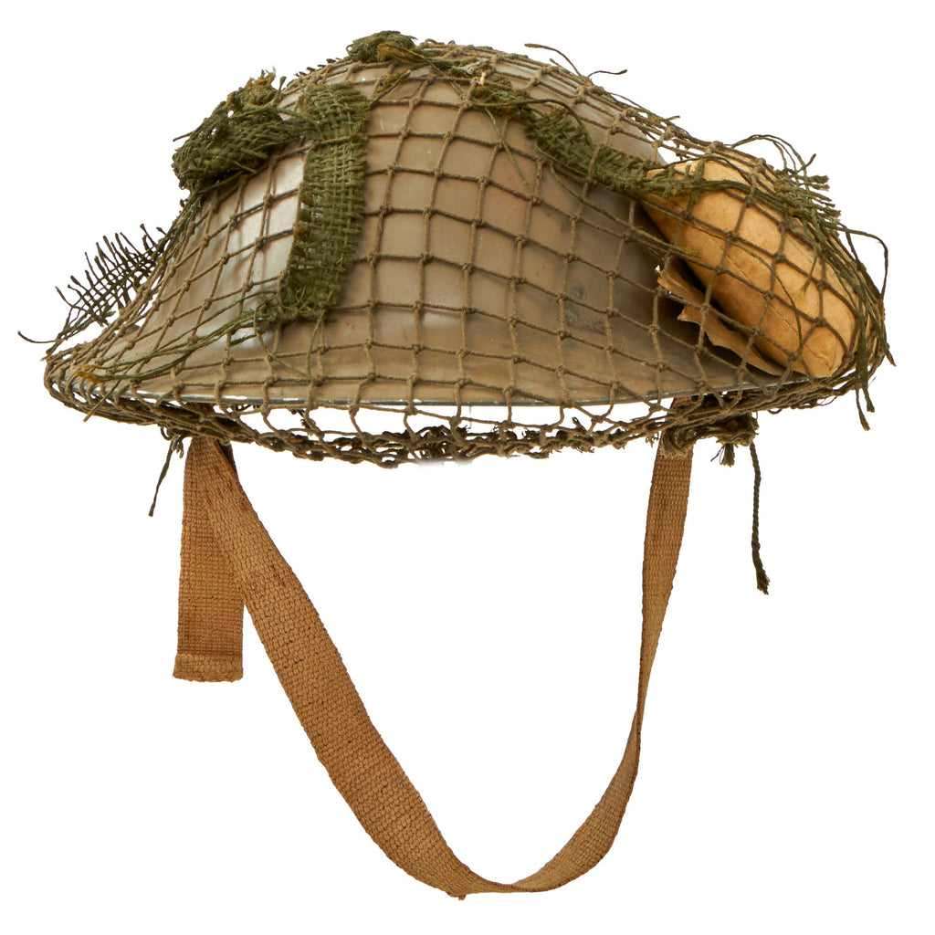 Original British / Commonwealth Countries WWII MkII Brodie Steel Helmet with Helmet Net and Australian Shell Dressing - Dated 1941 Original Items