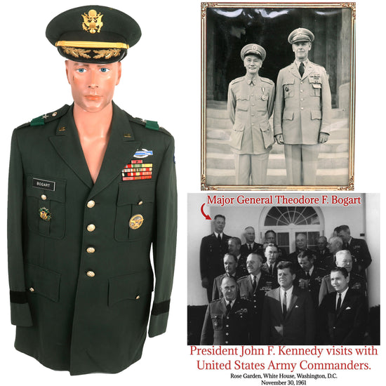 Original U.S. Vietnam War Era Army Major General Theodore F. Bogart, Commander, U.S. Southern Command Class A Green Service Dress Uniform Set With Visor Original Items