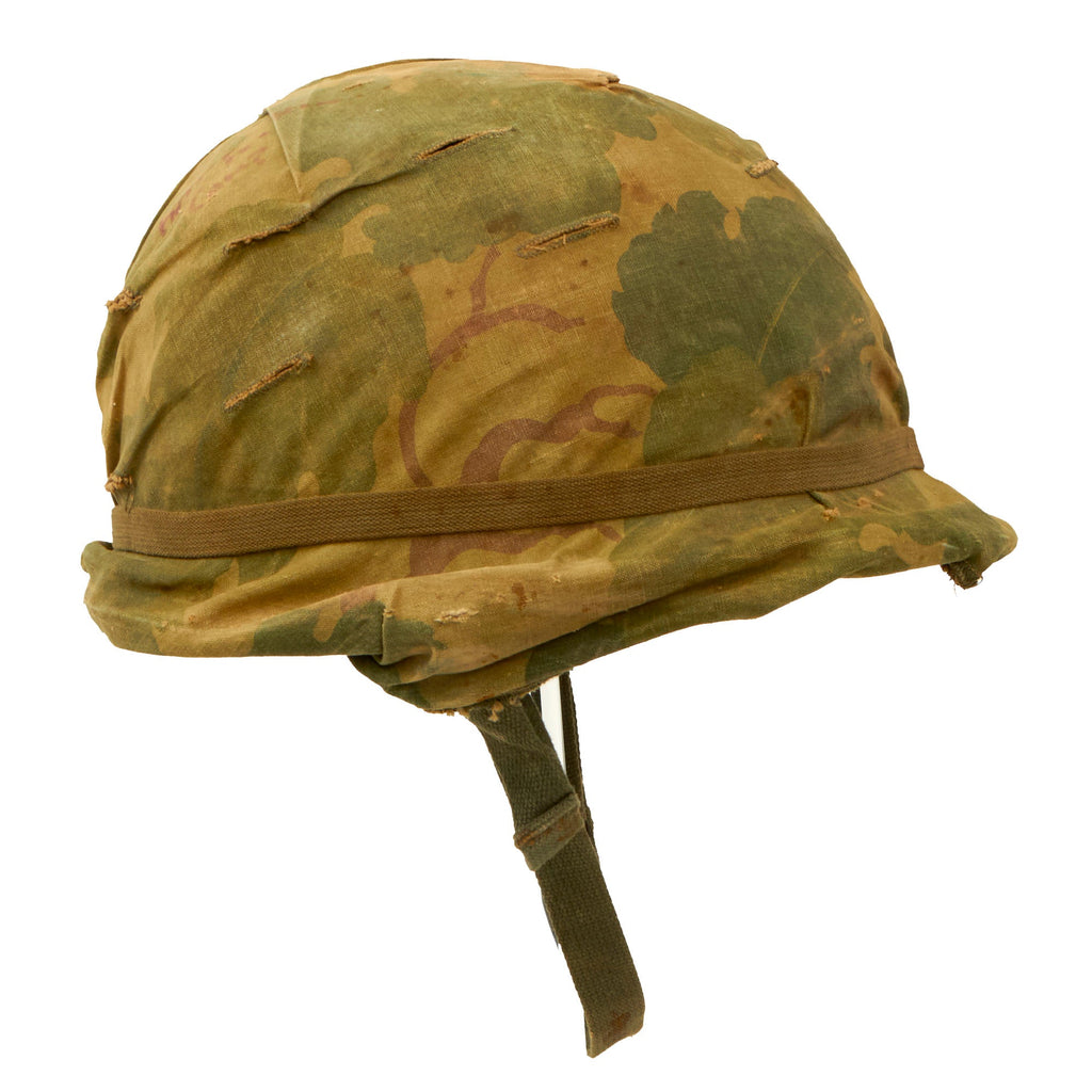Original U.S. Vietnam War M1 Helmet with Camouflage Cover and Liner Original Items