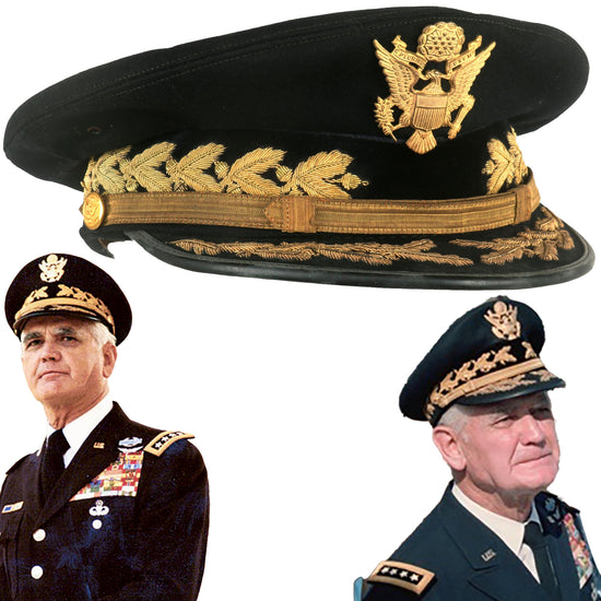 Original U.S. Vietnam Era War General Westmoreland Named Dress Blue Uniform Peaked Visor Cap - Chief of Staff of the United States Army (1968-1972) Original Items