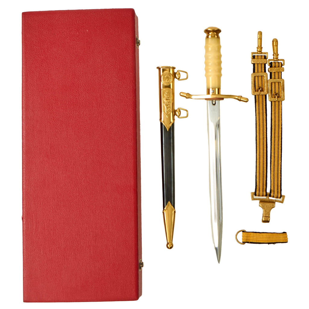 Original Cold War Era East German DDR Volksmarine (‘VM’) Officer’s Dress Dagger Set With Presentation Case Original Items