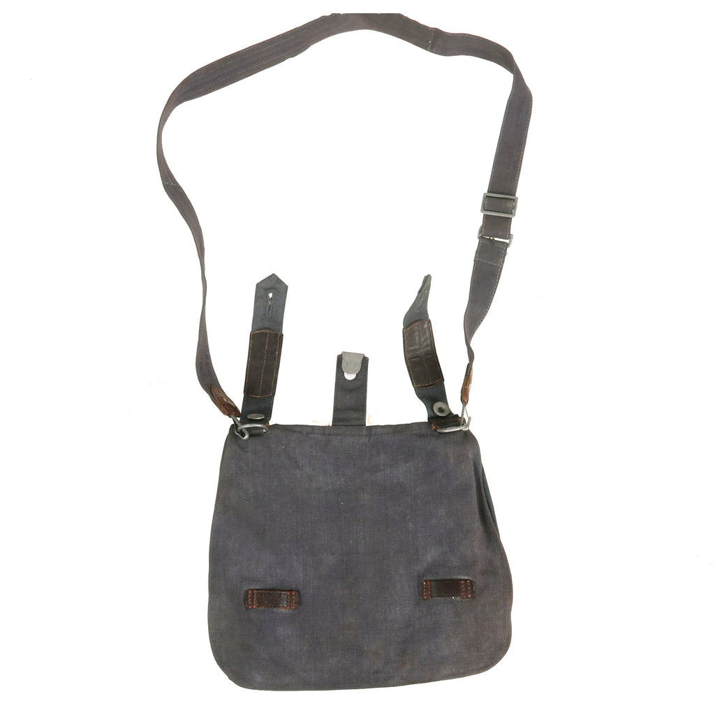 Original German WWII Named Luftwaffe Blue M31 Breadbag with Shoulder Strap - Regiment and LBA Marked - Dated 1938 Original Items