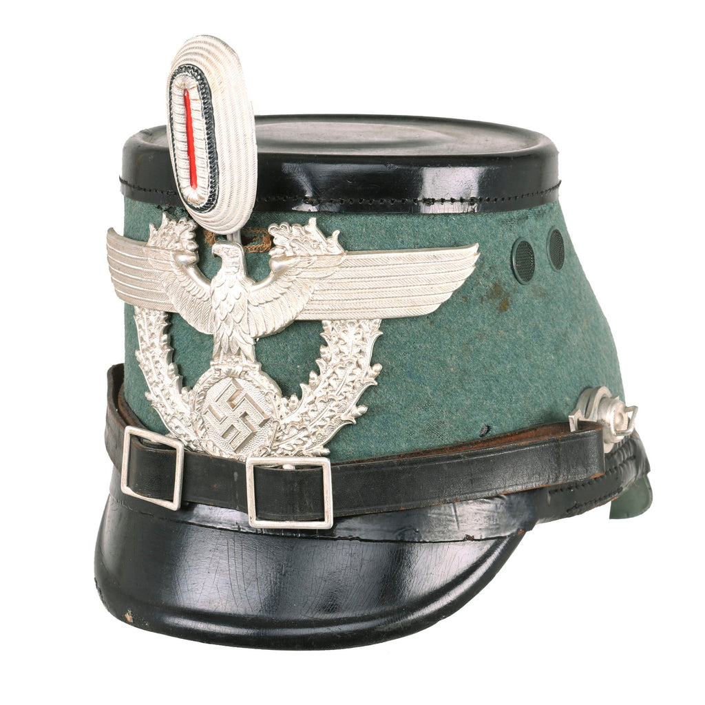 Original German WWII 1940 Dated Late Pattern Metropolitan Police Shako by C. Pose with Chinstrap - Size 55 Original Items