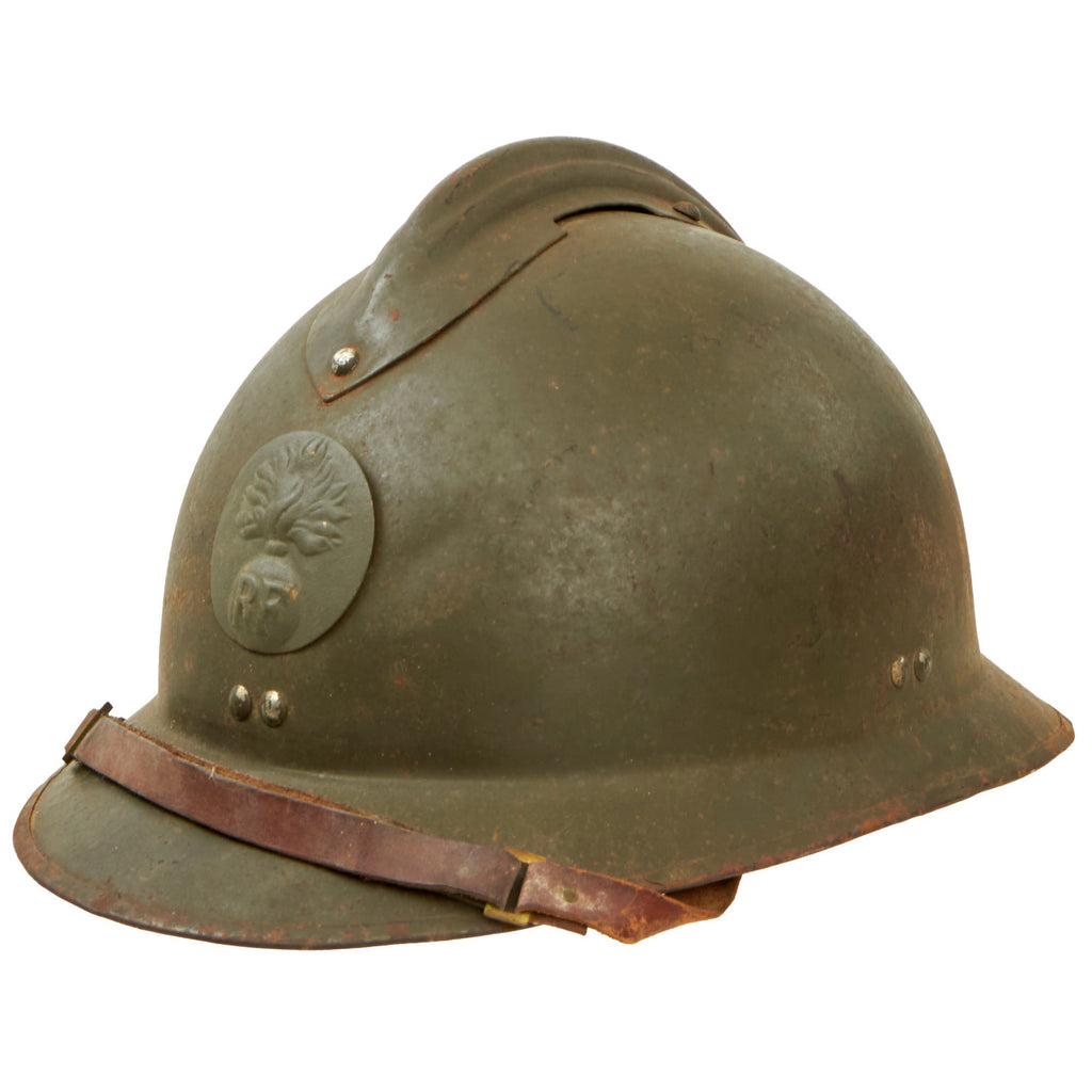 Original French WWII M1926 Adrian Helmet with Liner and Chinstrap